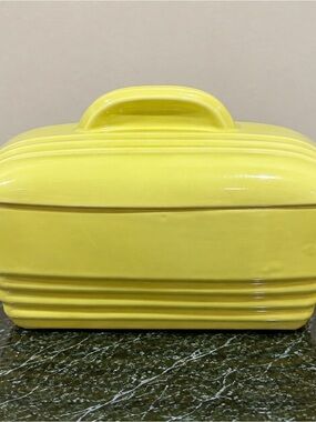 Hall China covered casserole made for Westinghouse.